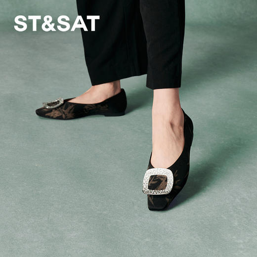 星期六简约方扣中式风平底单鞋SSC3111182 商品图0