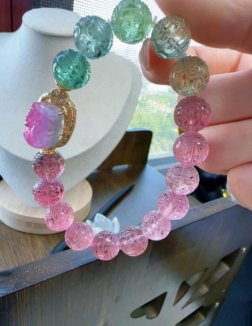 44.4g 11.5mm 雕刻碧玺手链 商品图6