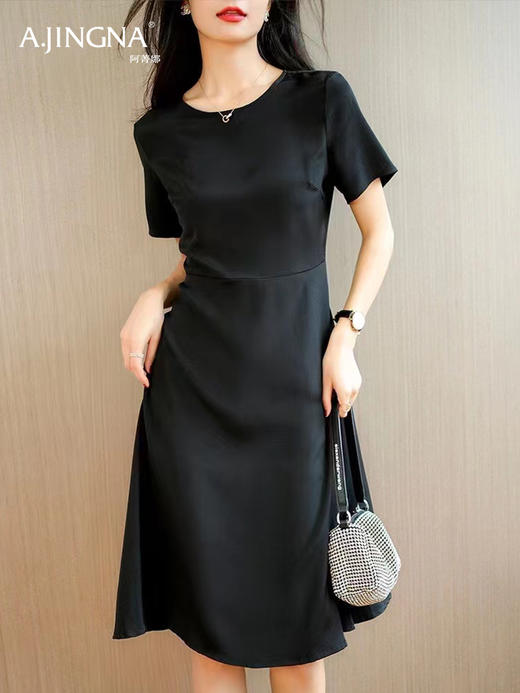 【特价不退换】阿菁娜桑蚕丝优雅通勤小香风法式气质收腰连衣裙F29X212059 商品图2