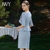 IWY/时尚工作服假两件显瘦荷叶边西装连衣裙中袖职业装ol修身Q929-L 商品缩略图4