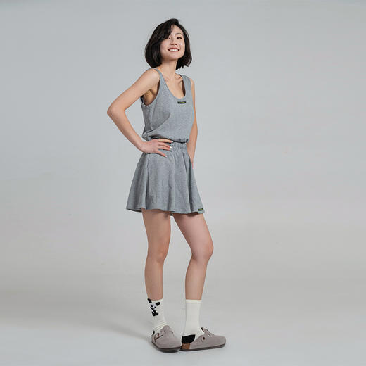 【100%棉】圆领运动休闲短裙套装 透气吸汗上衣+短裙 裤子松紧带内衬 防走光 商品图6