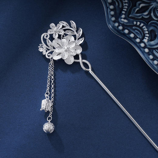 子佩集S990银【花雪随风】发簪【QFFZ009】纯银发簪花丝2407 商品图1