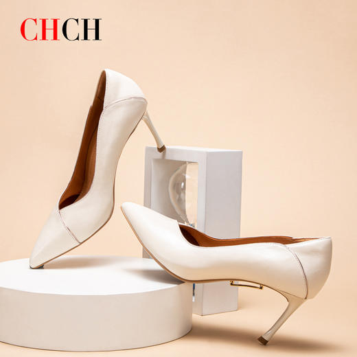 CHCH祈祈春夏新品羊皮气质金边设计女士细跟高跟鞋CN1B5111 商品图1