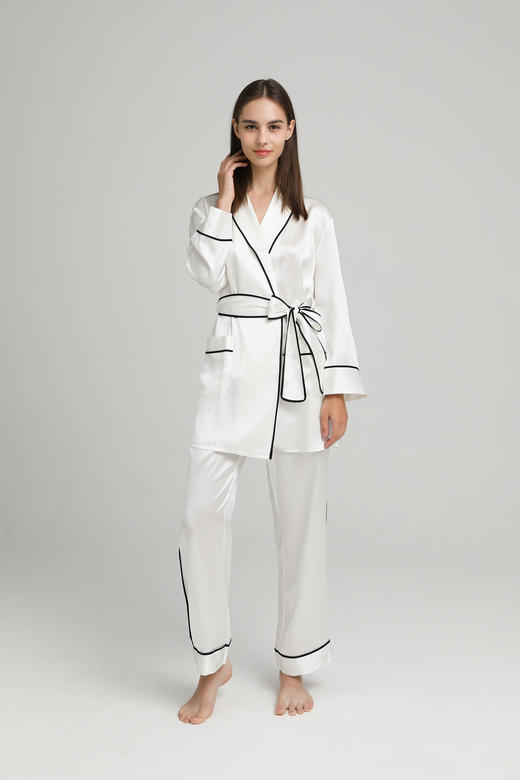 【100%桑蚕丝】SCHIESSER德国舒雅高端铂雅女士长袖长裤系带套装100%桑蚕丝91/18804H 商品图2