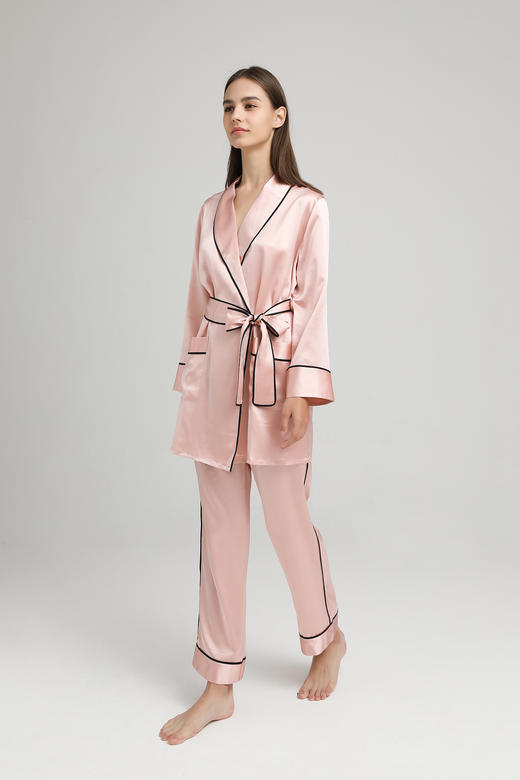 【100%桑蚕丝】SCHIESSER德国舒雅高端铂雅女士长袖长裤系带套装100%桑蚕丝91/18804H 商品图1