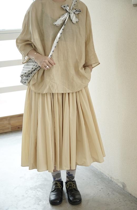 apuntob ​褶皱米黄色棉质半身裙 商品图3