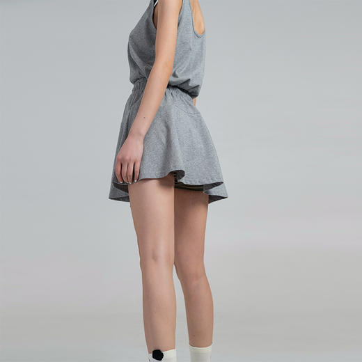 【100%棉】圆领运动休闲短裙套装 透气吸汗上衣+短裙 裤子松紧带内衬 防走光 商品图1