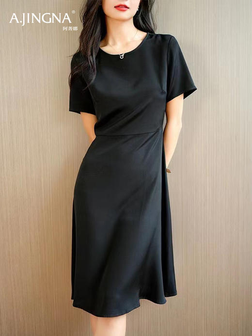 【特价不退换】阿菁娜桑蚕丝优雅通勤小香风法式气质收腰连衣裙F29X212059 商品图3