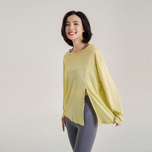 【100%天丝】侧边横纽扣 果冻长袖T 收腰显瘦 后背弧形镂空排汗 物理防晒罩衫上衣 商品图2
