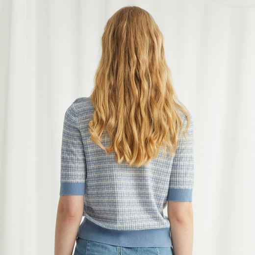 VIVIAN LIU薇薇安刘TR2416303春女装新款花纱小香风五分袖毛衫 商品图1