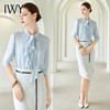 IWY/蓝色法式飘带领短袖衬衫通勤干练轻奢时尚轻薄百搭职业装B513-L 商品缩略图1
