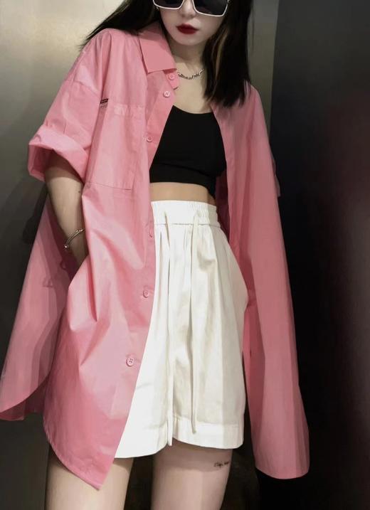 3-16MZ立领侧边分叉短袖衬衫40515（粉） 夏季 942160240321 商品图1