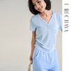 【天丝+羊毛】V领纽扣短袖T 腰部松紧显腰细 羊毛修身短袖上衣 商品缩略图7