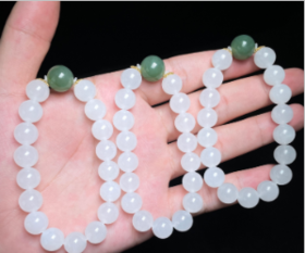 玉美人菲菲HZ#和田玉单圈手串-圆珠约10mm-多样性发一