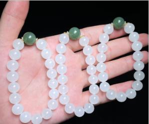 玉美人菲菲HZ#和田玉单圈手串-圆珠约10mm-多样性发一 商品图0