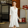IWY/夏季新品气质女神范白色连衣裙高端主持人上镜裙不规则职业装Q1052 商品缩略图1