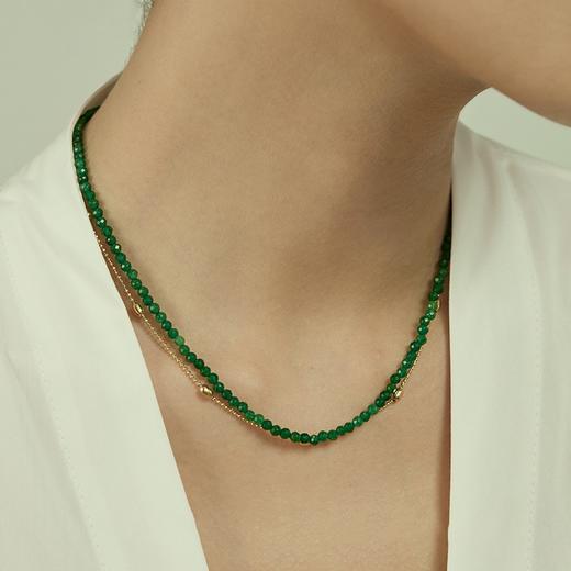 Oflye潮流饰品  新中式切面绿玛瑙串珠双层国风项链女新款锁骨链轻奢小众配饰 商品图0