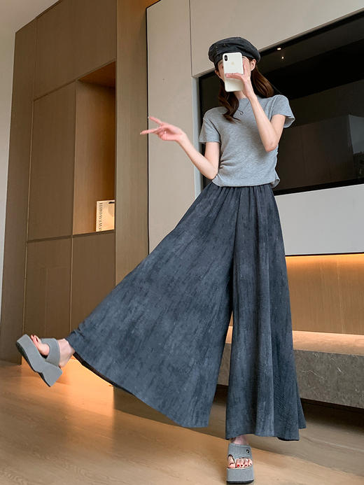 【绿菊】慵懒显瘦高腰阔腿扎染裙裤 A-2741 商品图5