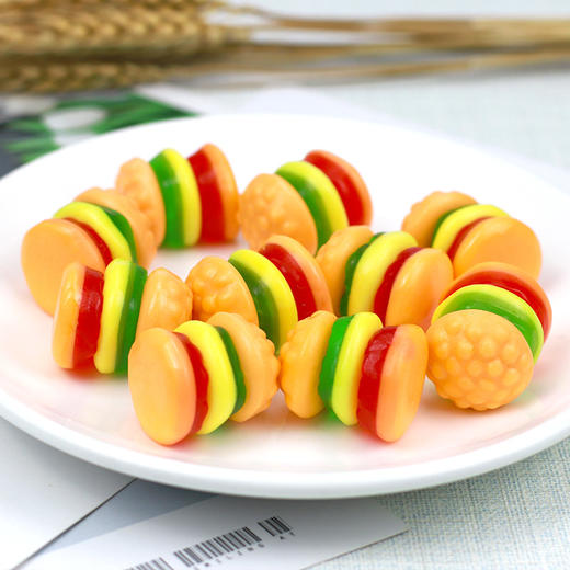 【60个！】10克奶龙条装汉堡包糖软糖橡皮糖儿童零食网红怀旧糖果 商品图1