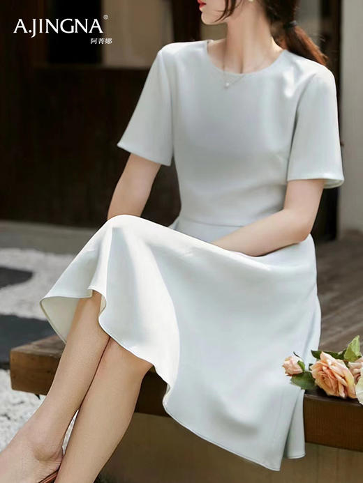 【特价不退换】阿菁娜桑蚕丝优雅通勤小香风法式气质收腰连衣裙F29X212059 商品图0