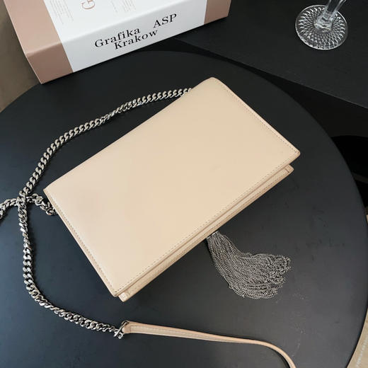 YSL 米色 kate 流苏 牛皮 信封 链条包 商品图3
