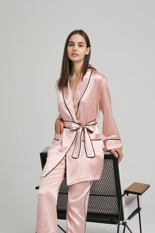 【100%桑蚕丝】SCHIESSER德国舒雅高端铂雅女士长袖长裤系带套装100%桑蚕丝91/18804H 商品图0