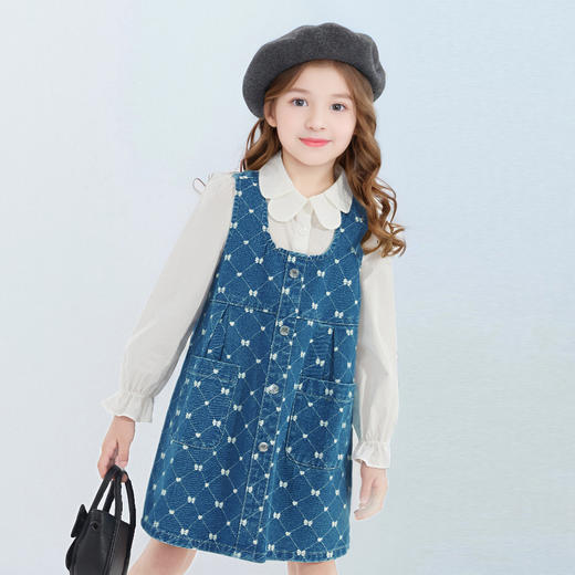 笛莎Deesha 女童裙子2024秋季新款中童牛仔背心裙 商品图0