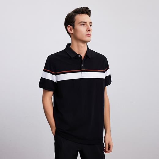 【条纹撞色男士Polo衫】24年春夏新品男士直筒短袖上衣时尚条纹撞色T恤 商品图3