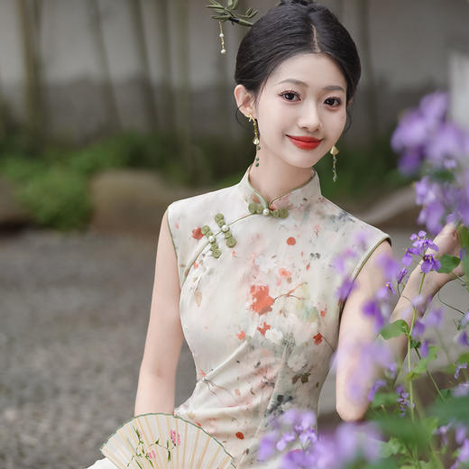 民族风改良新中式网布印花少女旗袍HYM23595 商品图3