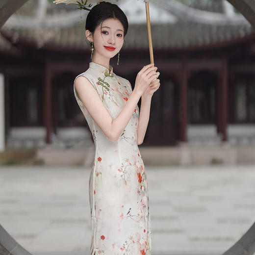 民族风改良新中式网布印花少女旗袍HYM23595 商品图1