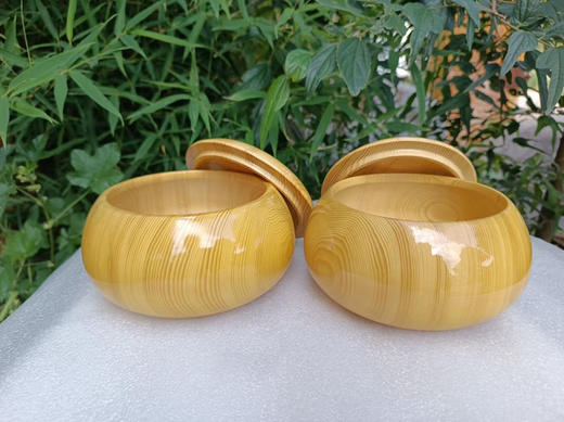 日式扁广口大号新榧罐 整木围棋罐 商品图8