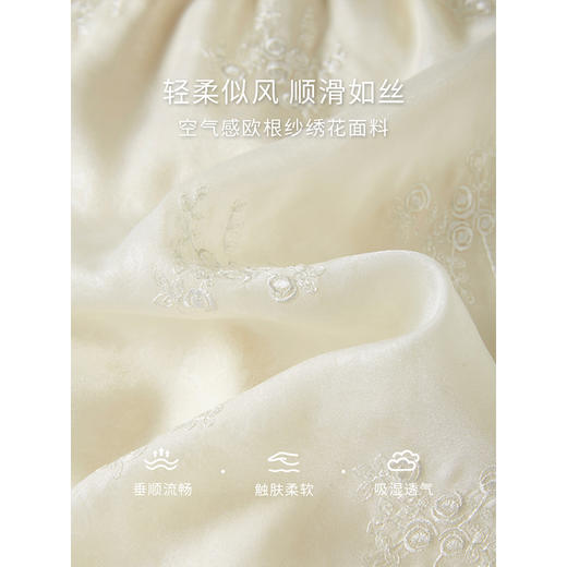 【1件62折】熙世界重工刺绣雪纺衬衫2025早秋新款欧根纱圆领小衫七分袖上衣 商品图3