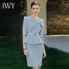 IWY/时尚工作服假两件显瘦荷叶边西装连衣裙中袖职业装ol修身Q929-L 商品缩略图0