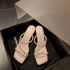 【法式小香风❗️水钻一字带低跟凉拖】轻奢气质水钻，夏季新款方头露趾性感，细跟高跟鞋水晶鞋，时尚舒适防滑拖鞋L 商品缩略图5