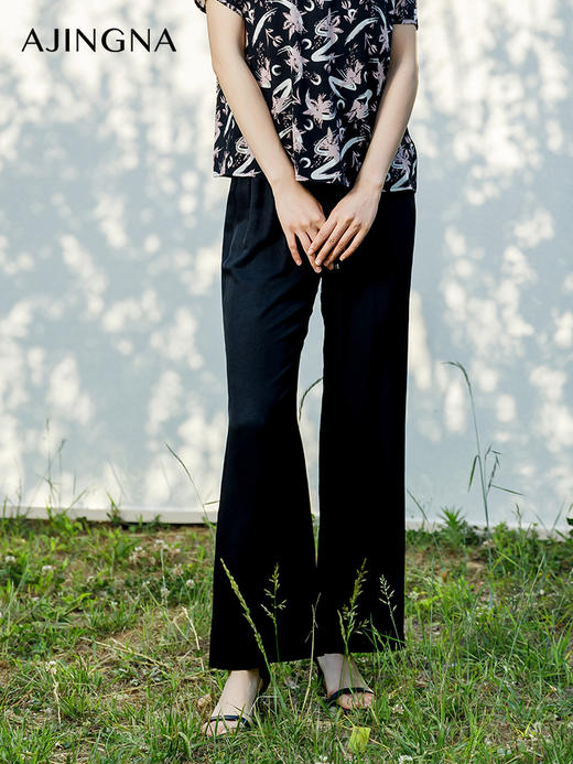 【商场同款】阿菁娜2024夏季新款直筒宽松垂坠感长裤A30X110051 商品图4