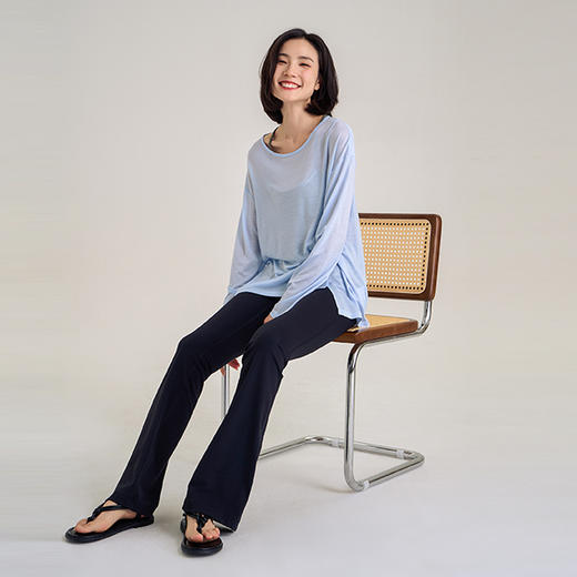 【100%天丝】侧边横纽扣 果冻长袖T 收腰显瘦 后背弧形镂空排汗 物理防晒罩衫上衣 商品图7