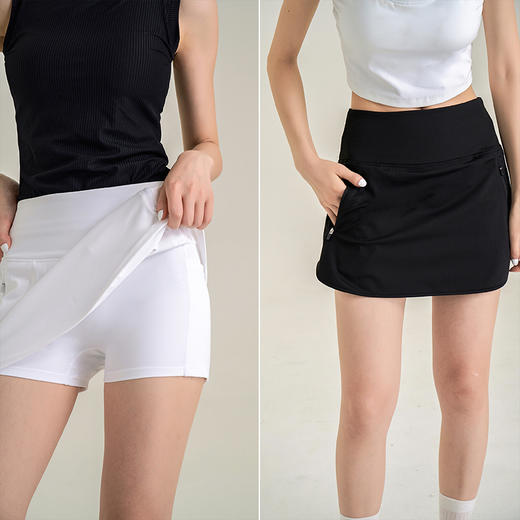 休闲A字包臀裙 带安全裤 侧拉链口袋网球裙 下摆弧度显腿长 商品图0