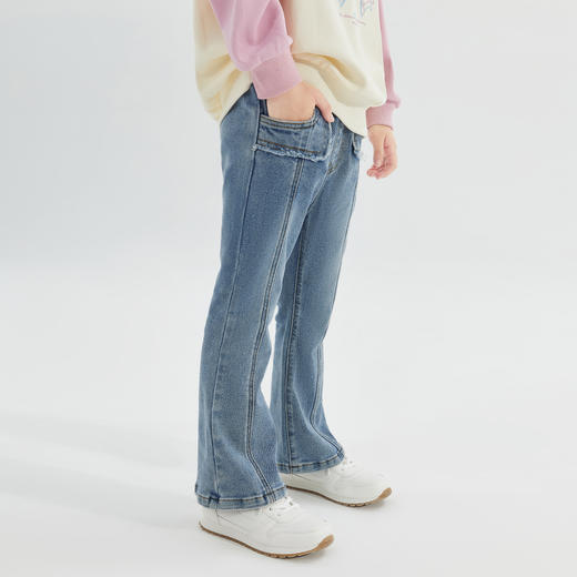 笛莎Deesha 童装女童长裤2024秋季新款微喇牛仔裤 商品图1