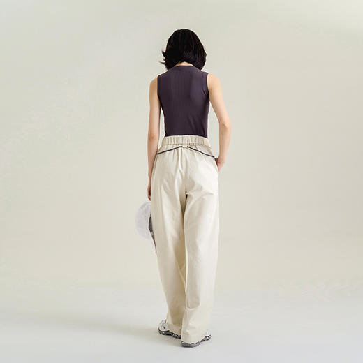 【80%棉 20%天丝】直筒镰刀裤 松紧腰撞色抽绳 脚口弧形倒V 显高显瘦休闲裤 商品图8