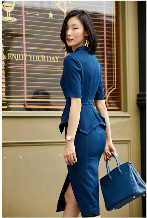 颈袖添香“CEO” 漫步都市俏皮随性 修身立裁连衣裙 干练气场 氧气 活力 J6280870 商品图1