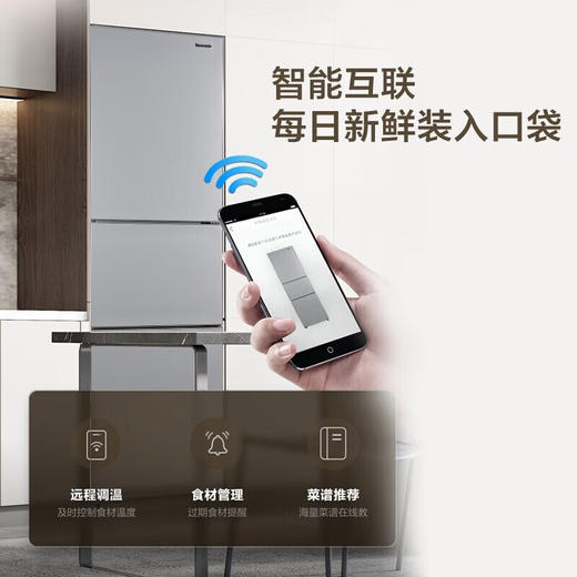 松下冰箱270升三开门超薄60cm风冷无霜宽幅变温电冰箱智能WIFI银离子除菌净味NR-EC27BPB-S 商品图6