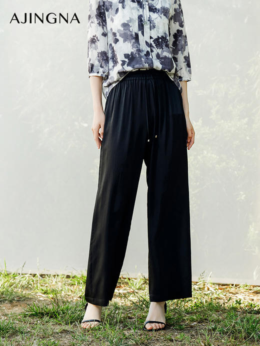 【商场同款】阿菁娜2024夏季新款直筒宽松垂坠感长裤A30X110051 商品图5