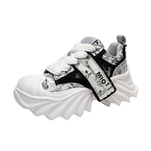 MIO米奥贝壳圆头舒适韩系运动鞋复古提花国风时尚休闲鞋女M244523201 商品图2