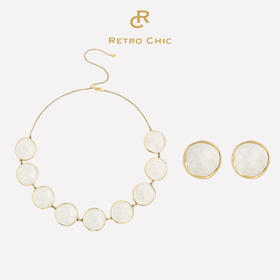 【吴宣仪&吴昕同款】Art Nouveau新艺术时期 | 白色波纹两件套装（耳环+项链）