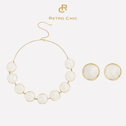 【吴宣仪&吴昕同款】Art Nouveau新艺术时期 | 白色波纹两件套装（耳环+项链） 商品图0