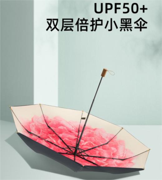 蕉下雨伞 防晒防紫外线女士 双层小黑伞系列三折伞 商品图2