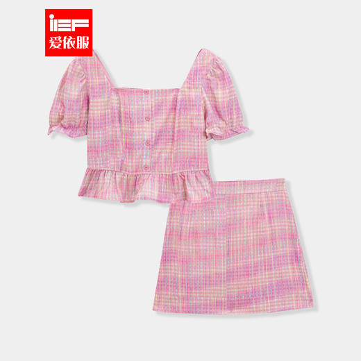 【微胖】IEF/爱依服 夏季韩版别致设计木耳边泡泡袖大码上下套裙DP33171 商品图0