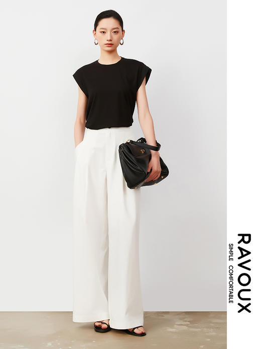 263160102白色高腰阔腿裤 商品图4