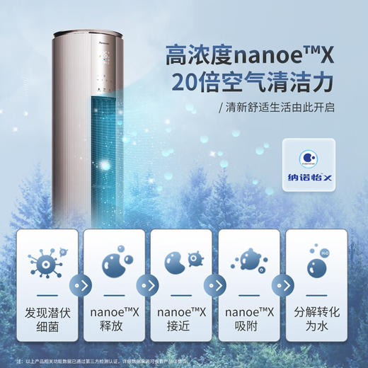 松下空调3匹新一级能效变频冷暖圆柱柜机 纳诺怡除菌洁净客厅立式空调 原装压缩机  EJ27FS10M 商品图4