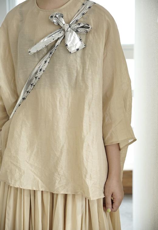 apuntob 丝麻混纺短袖T恤罩衫 商品图4